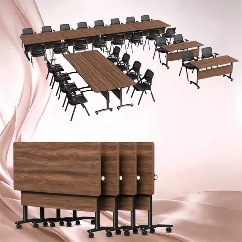 Vista 11 de Paquete de 2 mesas de conferencias plegables, mesa de reunión modular de 1915-gris