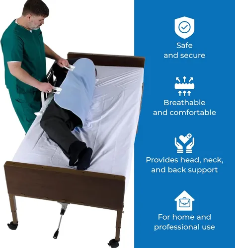 Vista 3 de Patient Aid Almohadilla de cama de posicionamiento con asas de 34 x 36 pulgadas – Protector de cama para colchón de incontinencia reutilizable