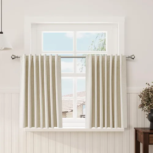 Vista 109 de Nanspring Cortinas de lino 100% opacas para dormitorio, 96 pulgadas de largo, con pestaña trasera, bolsillo para barra, aislamiento térmico, cortina