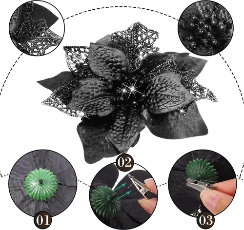 Vista 2 de 36 adornos navideños de Pascua para árbol, color negro