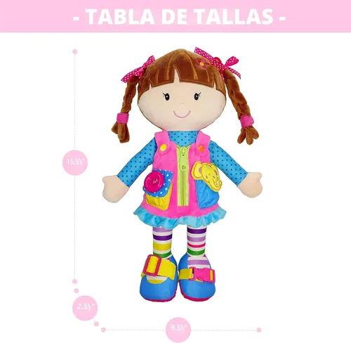 Vista 9 de June Garden Dressy Friends Belle de 15.5 pulgadas, muñeca de peluche educativa para niños y niños pequeños de 2 años en adelante, juguete suave