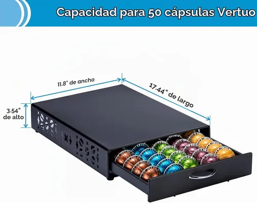 Vista 3 de Nespresso Pods Holder Vertuo - Organizador de cajones, 50 cápsulas Black2