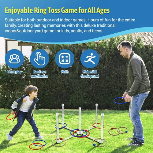 Vista 3 de Juegos de patio al aire libre para adultos y niños, juegos de lanzamiento de anillos LED con multicolor, fáciles de configurar y sin necesidad