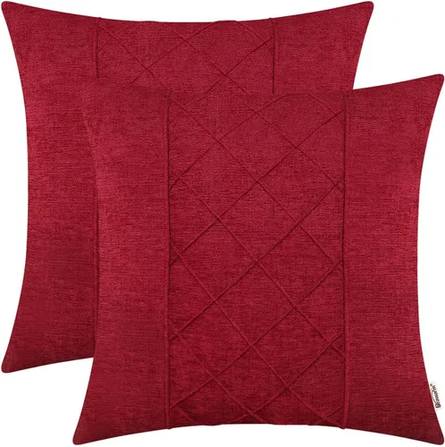 Vista 58 de BRAWARM Fundas de almohada 40x40 cm - Paquete de 2 fundas de almohada de chenilla negra, fundas de almohada de chenilla suave teñida sólida