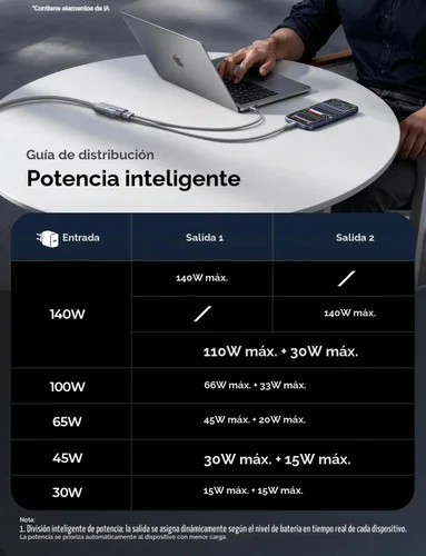 Vista 6 de LISEN Divisor USB C 1 en 2 de carga de salida, 140 W Max Dual USB C a USB C