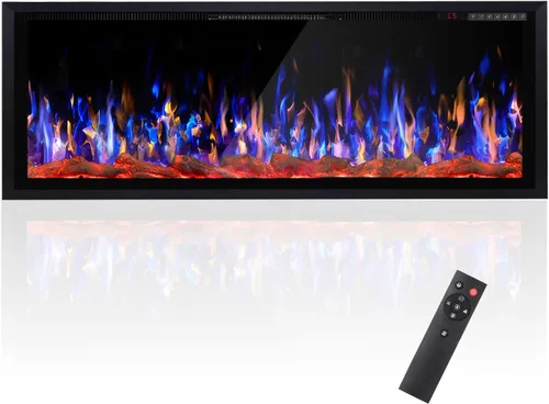 Vista 10 de BOSSIN Chimenea lineal ultrafina y silenciosa de 30 pulgadas, chimenea eléctrica empotrada y chimenea montada en la pared y en la pared