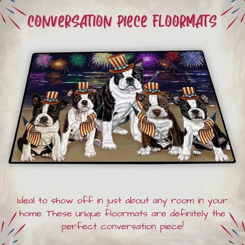 Vista 4 de Doggie of the Day Boston Terrier Dogs Floor Mat - 4th of July Independence Day - Best Dog Doormat - Protector Decor - Unique Portrait Art - Premium