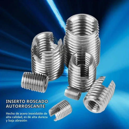 Vista 2 de Tyenaza 50 piezas de insertos de rosca rápida con estuche de almacenamiento, inserción de rosca autorroscante M3 M12, juego de insertos de rosca