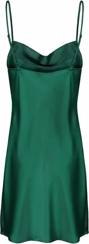 Vista 2 de Mini vestido de satén con cuello vuelto y tirantes delgados, sexy, vestidos ajustados para mujer, fiesta y club