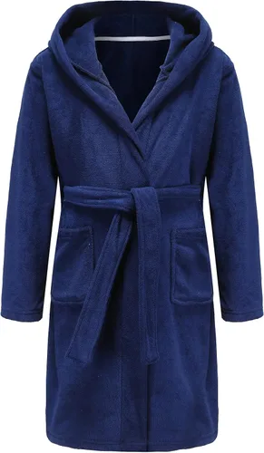 Vista 5 de E.W Apparel Bata de baño con capucha de toalla para niños y niñas, bata de vestir, bata de tela de rizo suave Aguamarina