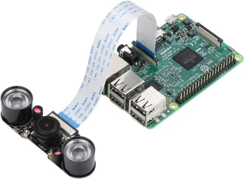 Vista 4 de Raspberry Pi 4 Cámara ojo de pez gran angular 5MP 1080p visión nocturna módulo de cámara para Raspberry Pi 4 Modelo B Raspberry Pi 3 Modelo B/B+