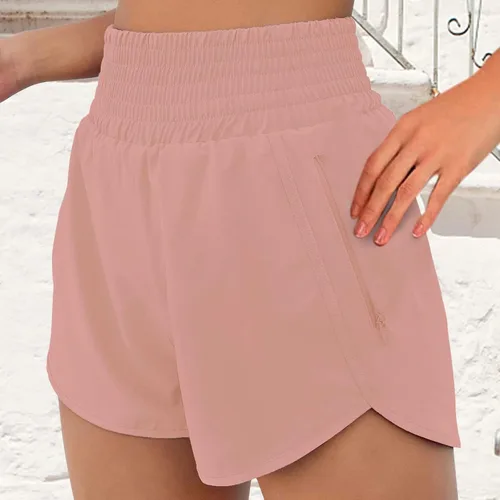 Vista 2 de Sport Work Out Shorts High Waist Sporty Bicycle Womens Hiking Shorts High Waisted Trousers High Rise Cargo Shorts Pink