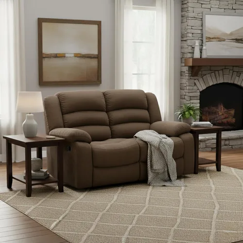 Vista 16 de AC Pacific Bill Modern - Sillón reclinable manual tapizado para sala de estar con almohada acolchada, reposabrazos y asiento reclinable, silla Marrón