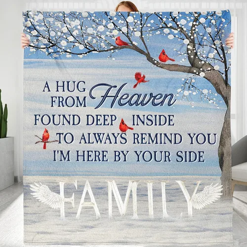 Vista 6 de Manta Conmemorativa Personalizada, Enviando Abrazos desde el Cielo, Manta Conmemorativa para Miembros de la Familia, Abuelos, Mamá, Papá, Hermanos