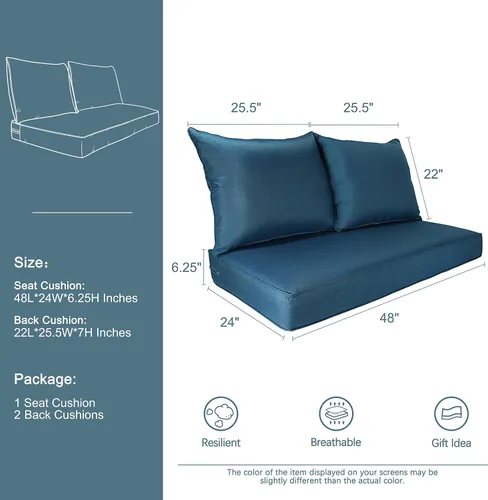 Vista 3 de Cojines para muebles de patio, cómodos cojines de asiento profundo para interiores y exteriores, olefina, gris profundo