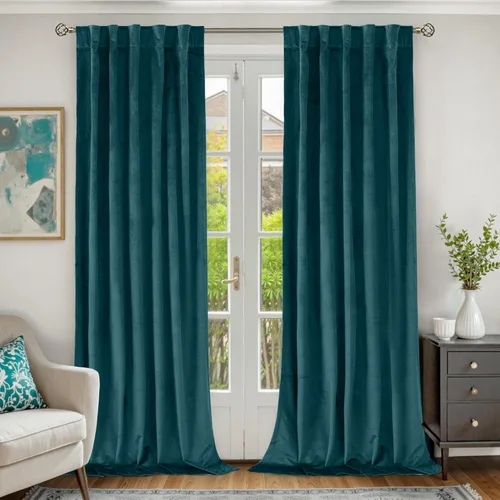 Vista 23 de BGment Cortinas de terciopelo rosa polvoriento, 2 paneles de 84 pulgadas, 2 paneles para sala de estar, aislamiento térmico de lujo, reducen