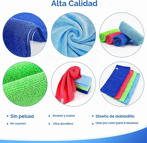 Vista 3 de 12 paños de limpieza de microfibra de alta calidad, altamente absorbentes, suministros de limpieza para el hogar, para toallas de cocina, paños