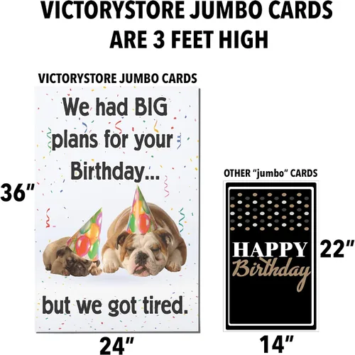 Vista 4 de VictoryStore Tarjeta de feliz cumpleaños personalizada jumbo de 3 pies, We Had BIG Plans But We Got Tired, tarjeta de 2 pies x 3 pies, se envía