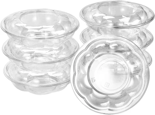 Vista 9 de CIAO! Tazón de fruta y ensalada PET transparente de 18 oz con tapa de cúpula rosa (150/caja)