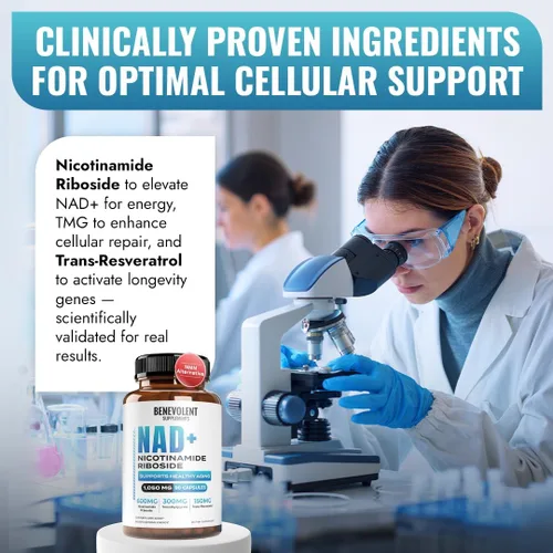 Vista 8 de Benevolent NAD+ Suplemento de 1050 mg, absorción máxima 3 en 1 NAD suplementos para mujeres y hombres con ribósido de nicotinamida