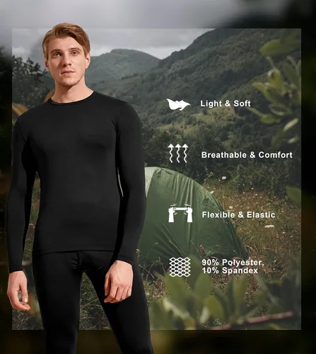 Vista 4 de LAPASA Men's Thermal Underwear Set Soft Fleece Lined Long Johns LightMidHeavy Weight Base Layer Top & Bottom M11M24M57