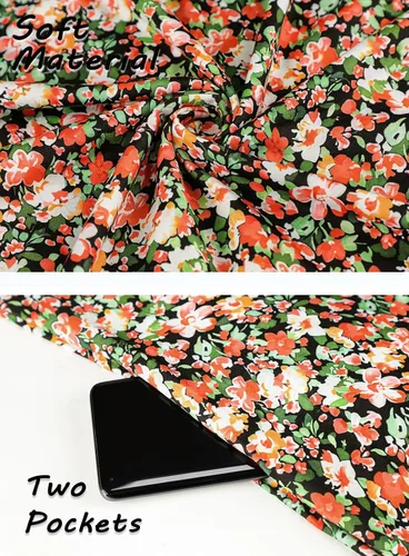Vista 127 de SimpleFun - Vestidos de verano para mujer, camiseta floral, vestido de playa de estilo bohemio, informal, con bolsillos y sin mangas