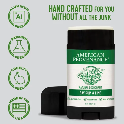 Vista 2 de American Provenance Desodorante natural para hombres y mujeres, desodorante sin aluminio que dura todo el día, fabricado en los Estados Unidos