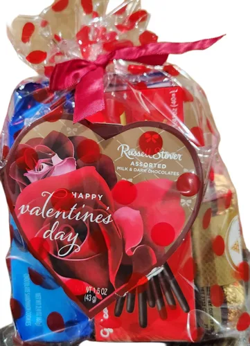 Vista 4 de Regalo del día de San Valentín osito de peluche con chocolates y galletas surtido, 10 pulgadas (blanco)