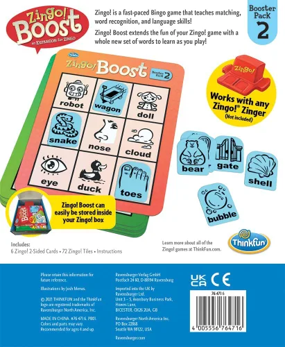 Vista 4 de ThinkFun Zingo! Booster Pack #2 - Paquete de expansión para el popular juego Zingo! Diseñado para niños a partir de 4 años Juego de rompecabezas