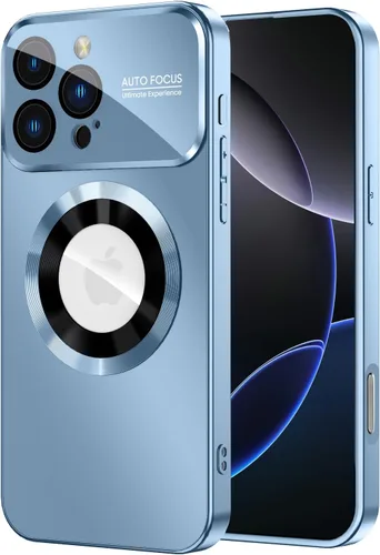 Vista 17 de MAKAVO Funda magnética para iPhone 12 Pro, compatible con MagSafe, protector de lente de cámara integrado, vista de logotipo, funda de teléfono a