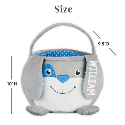 Vista 8 de Let's Make Memories - Canasta de Pascua personalizada con amigos peludos, canasta para niños, diseño de conejito de Pascua azul, solo incluye