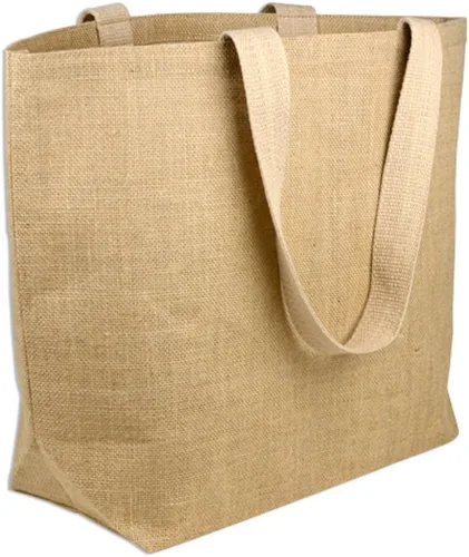 Vista 3 de Bolsas de arpillera de yute para la playa, bolsas de compras ecológicas con forro de algodón (1, mediano (20 x 14 x 6 pulgadas)
