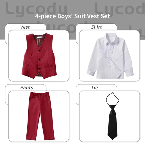 Vista 70 de Conjunto de chaleco para niños, trajes formales, trajes de boda, ropa de vestir