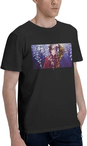 Vista 2 de HOMRAA Camiseta de algodón para hombre, manga corta, color negro
