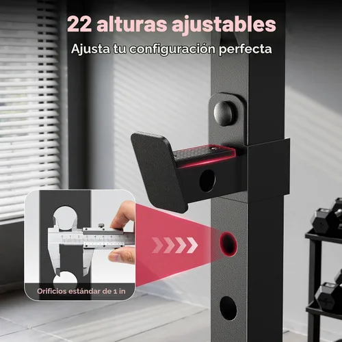 Vista 5 de FLYBIRD SR1 Squat Rack, Adjustable Power Rack for 6FT/7FT Barbells Negro&rojo
