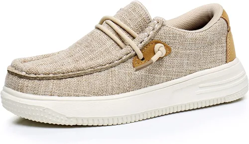 Vista 2 de Blikcon Zapatos náuticos casuales para niños y niñas, mocasines ligeros con cordones (bebéniño pequeñoniño grande)