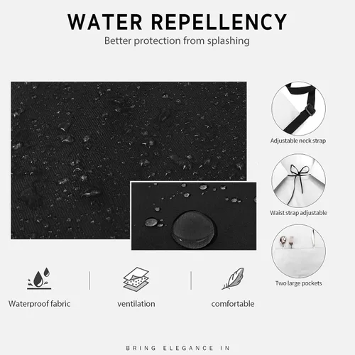 Vista 6 de Delantal verde de alienígena, delantal de cocina ajustable de tela Oxford con 2 bolsillos, delantales de cocina impermeables para hombres, mujeres