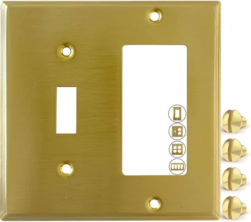 Vista 11 de Rio Salto BRASS Deco Collection - Placa de pared ciega de metal dorado de tamaño estándar, cubierta de salida resistente a la corrosión