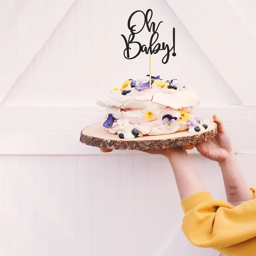 Vista 4 de Oh Baby Cake Toppers - Palillos para pasteles de baby shower para celebrar baby shower, suministros de decoración de fiesta de cumpleaños de niños