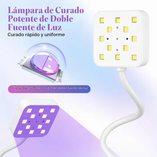 Vista 3 de Luz LED de uñas para uñas de gel - Mini lámpara de uñas de gel inalámbrica de 36 W, esmalte de curado flash, secadora de uñas con 4 veces y sensor