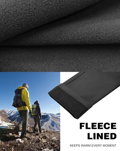 Vista 5 de Athrock Pantalones de senderismo impermeables con forro polar para mujer, con 4 bolsillos con cremallera