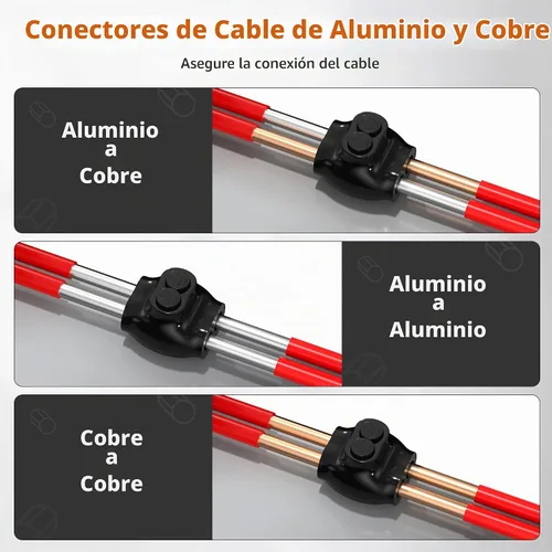 Vista 4 de Joinfworld Conectores de empalme con aislamiento de 2 puertos 2-14 AWG Conectores de alambre de aluminio a cobre Conectores de cable eléctrico