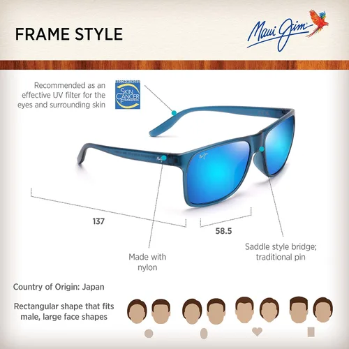 Vista 6 de Maui Jim Pailolo Wlentes polarizadas patentadas Plus2 lentes rectangulares