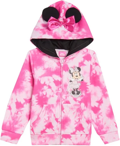 Vista 3 de Disney Minnie Mouse - Conjunto de pantalones de 3 piezas para niñas, sudadera con capucha y cremallera de Minnie Mouse para niñas