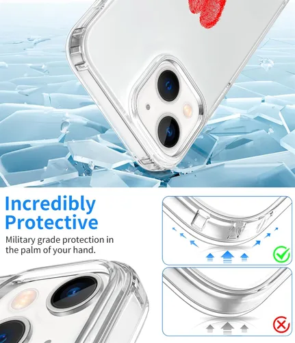 Vista 2 de ZQWY Funda compatible con iPhone 14/iPhone 13, estética transparente con diseño con protector de pantalla, protector de lente de cámara, a prueba