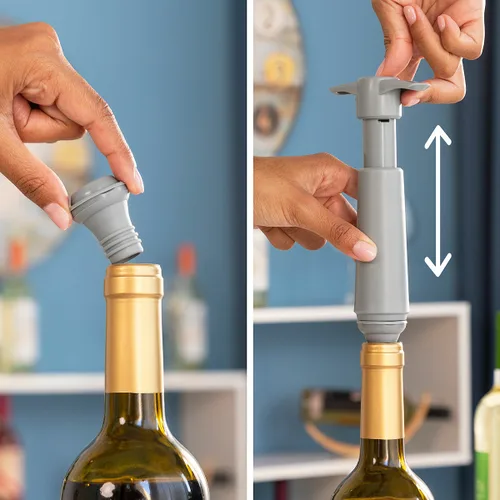Vista 4 de Bomba de Vacío y Tapones para Vino Winuum InnovaGoods (4 tapones)