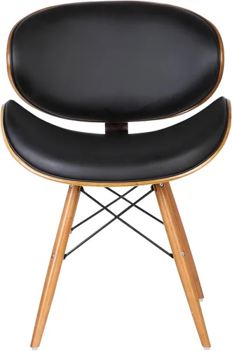 Vista 4 de Armen Living Cassie - Silla de comedor en piel sintética negra y acabado de madera de nogal, 20 pulgadas de profundidad x 21 pulgadas de ancho x 31