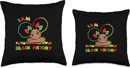 Vista 3 de I am Black History Little Girl Afro Love African I am Black History Cute Little Girl Afro African American - Almohada de 16 x 16 pulgadas, multicolor