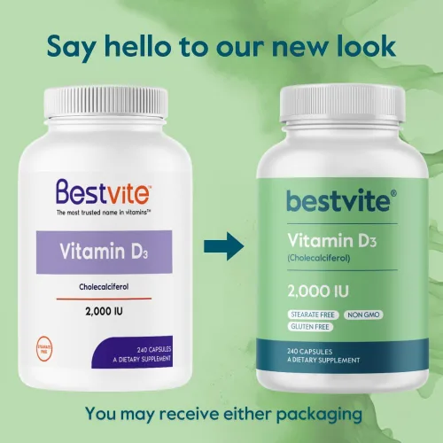 Vista 3 de BESTVITE Vitamina D 2000 UI (240 cápsulas) - Sin estearatos - Sin OMG - Sin gluten