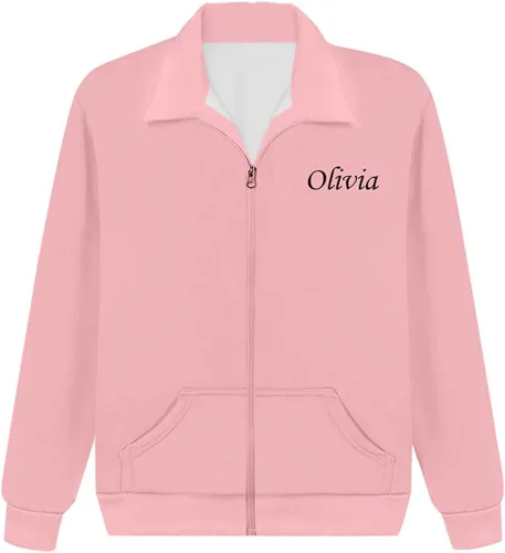 Vista 2 de YEXECH Grease Rydell - Chaqueta alta para adultos, disfraz con capucha y diseño de Rise of Pink Ladies Cosplay Niñas, Uniforme Halloween Casual